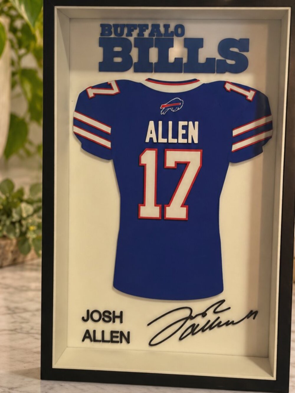 Josh Allen Buffalo Bills 3D Printed Jersey Shadowbox Display